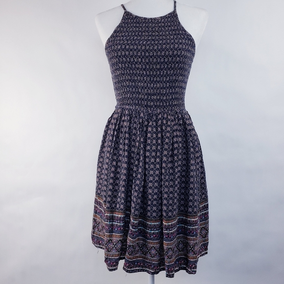 Hem & Thread Dresses & Skirts - Hem & Thread Blue Smocked Halter Mini Dress Medium